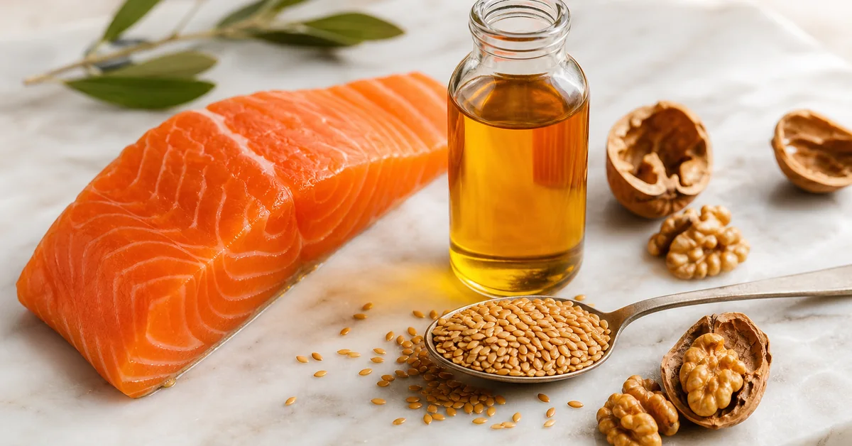 Omega-3-Quellen: Fisch, Leinsamen und Walnüsse