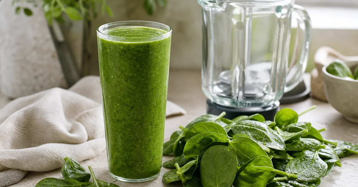 Grüner Smoothie mit frischem Spinat